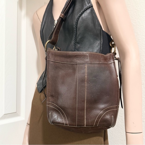 Vintage Y2K COACH 10398 Dark Brown Leather Bleecker Slim Shoulder Crossbody Bag - Picture 7 of 16